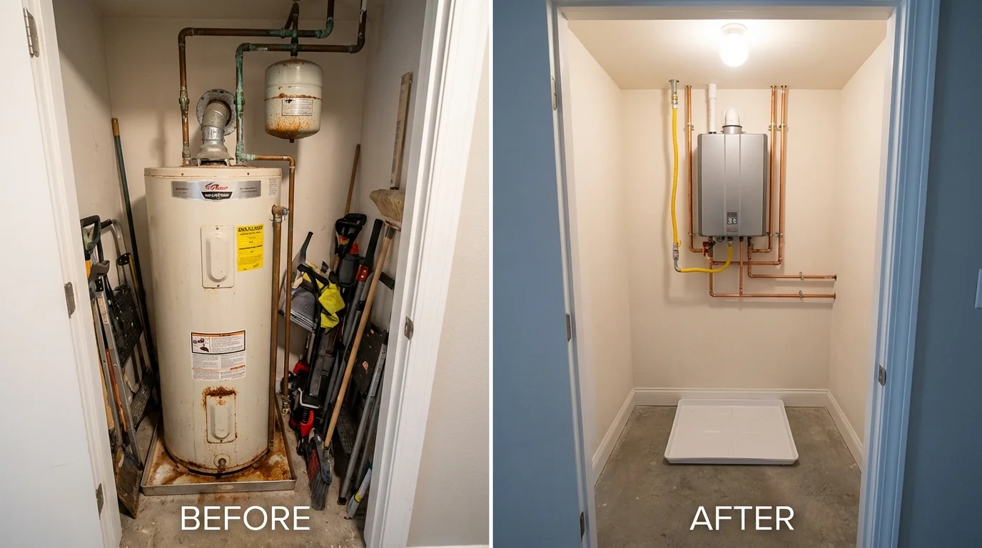 Tank water heater versus wall-mounted tankless unit comparison for Gaston, SC homeowners